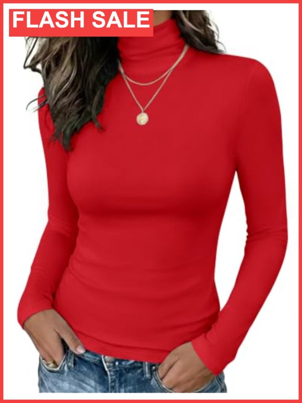 Fleece Lined Long Sleeve Turtleneck Slim Fit Thermal Top